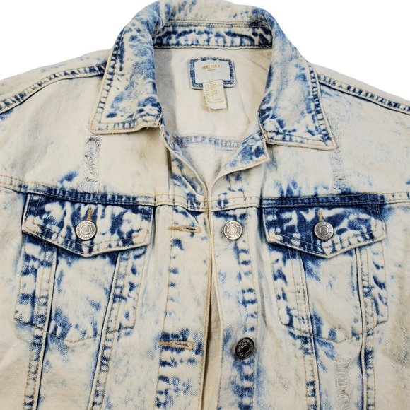 Destroyed Bleach-out Premium Denim Jacket Teen Girls 9-10 Forever 21 New no Tags - Picture 1 of 8